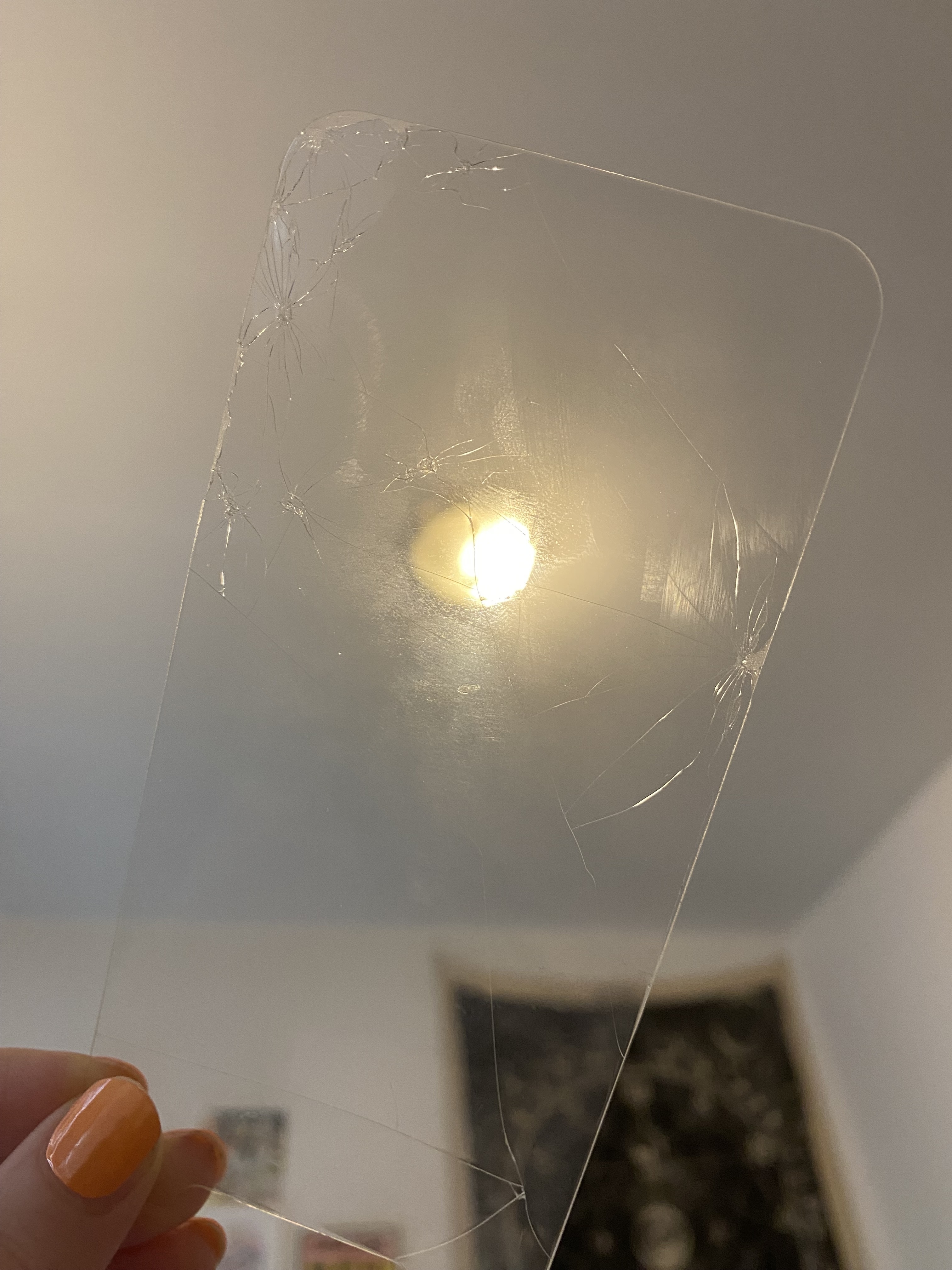 cracked glass phone screen protector