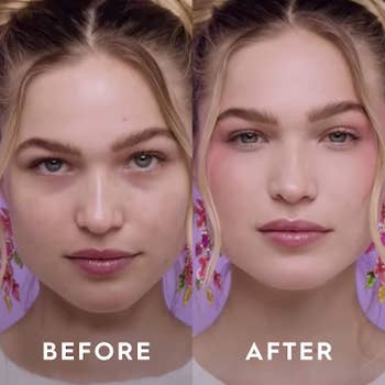 models face before and after using primer