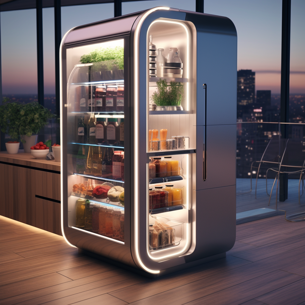 A fridge with compartments that open from the front and sides