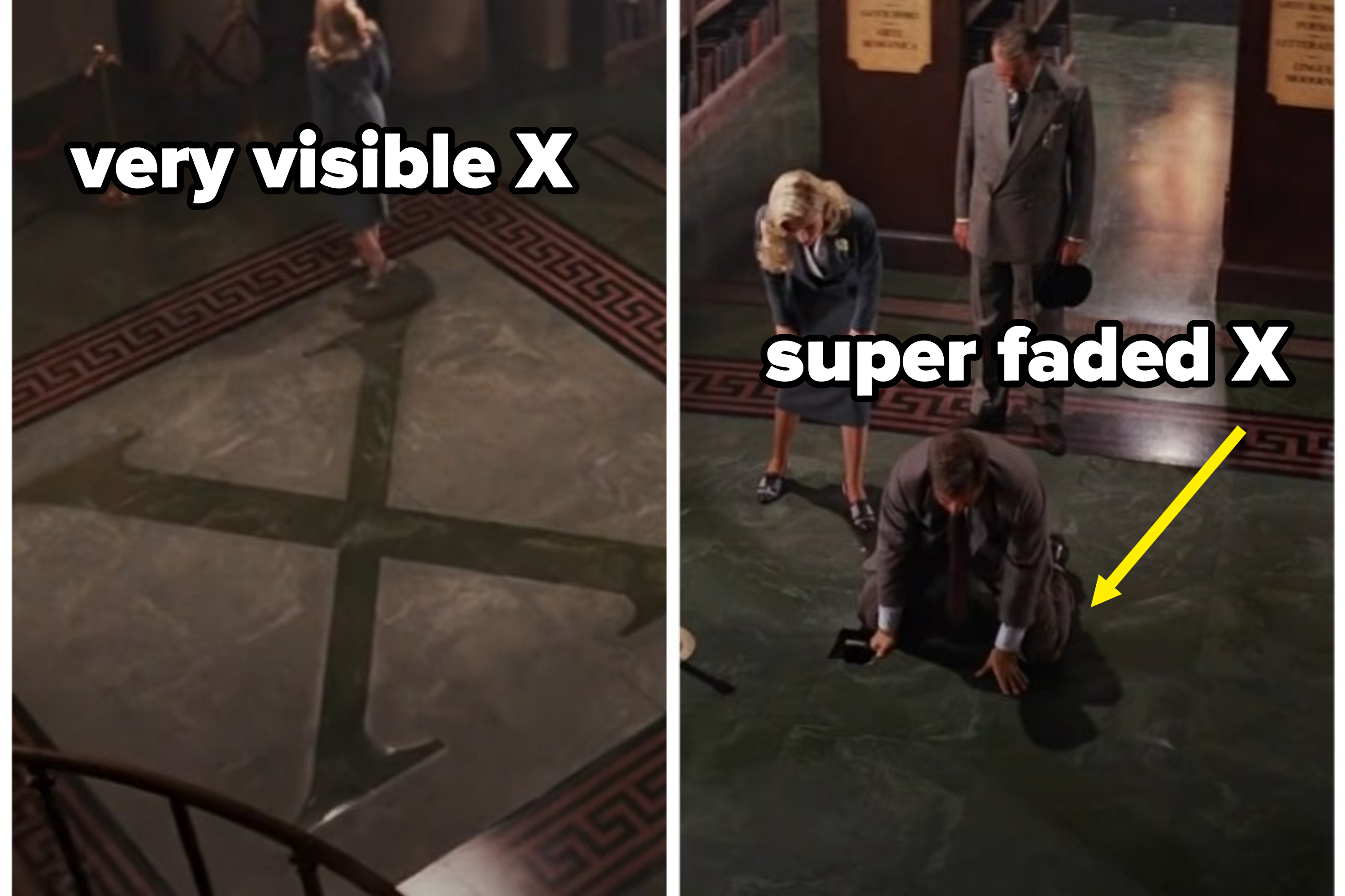 Screen grabs of the X disappearing during the scene