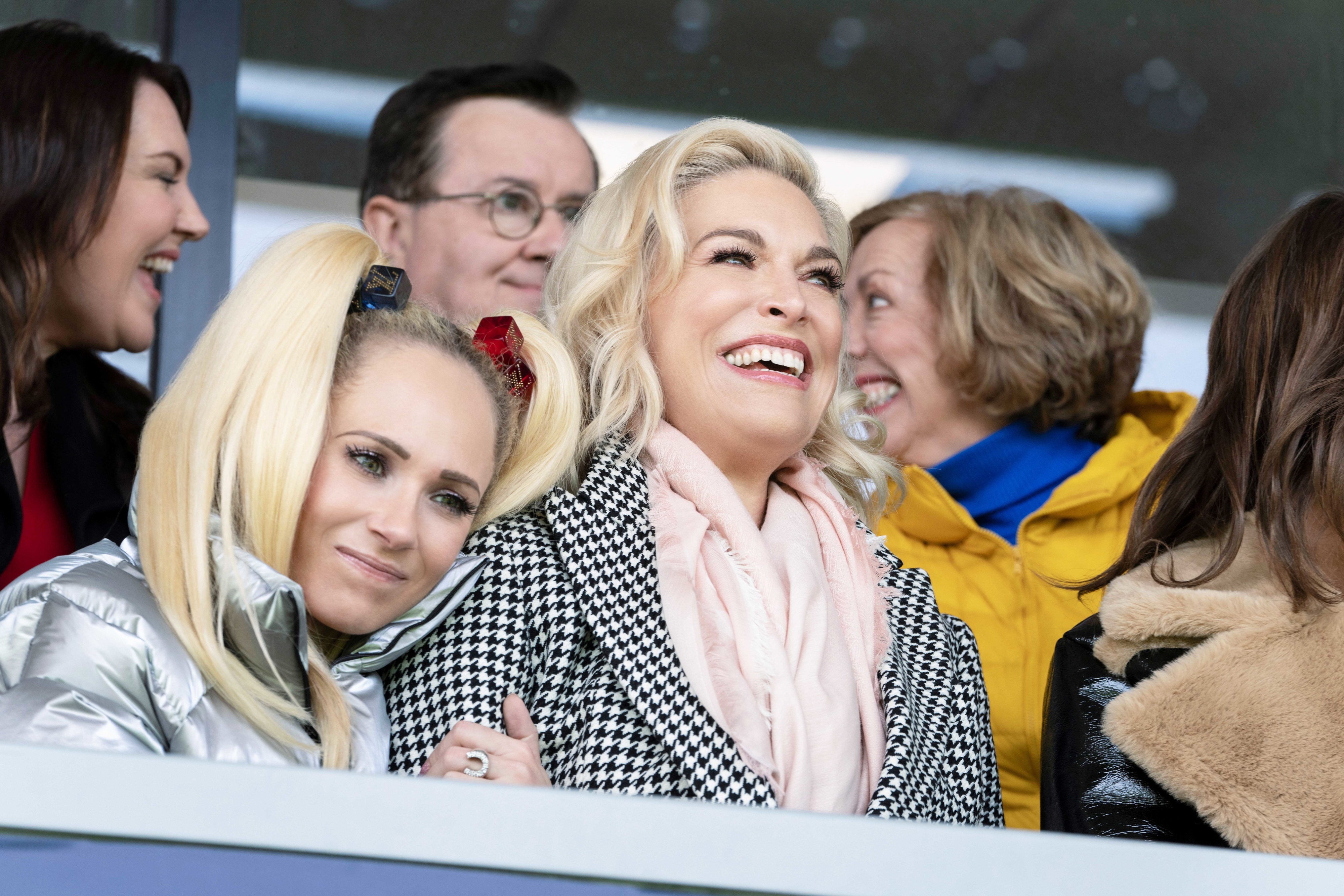 Hannah Waddingham smiling in the stands in a scene from Ted Lasso