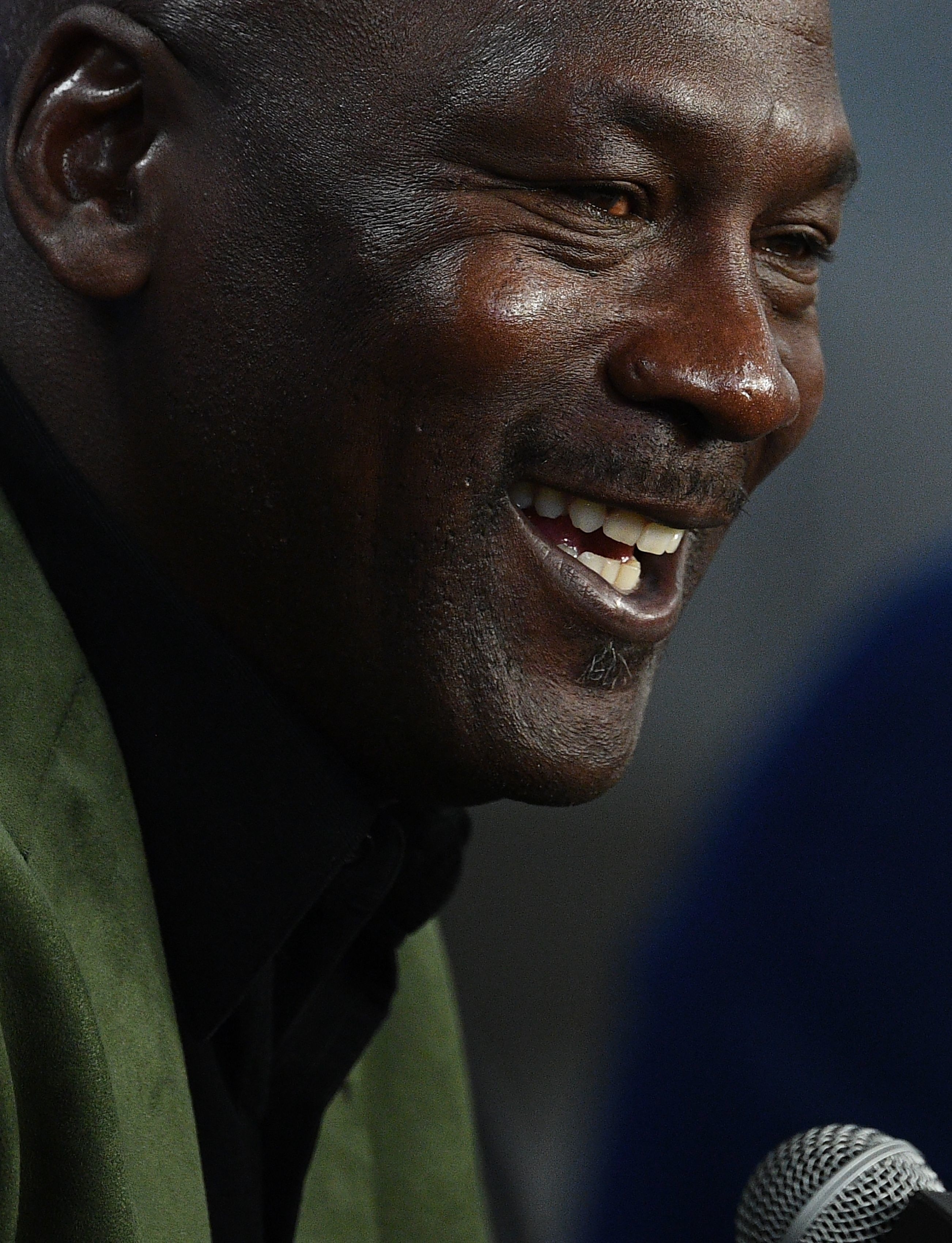 A closeup of Michael Jordan smiling