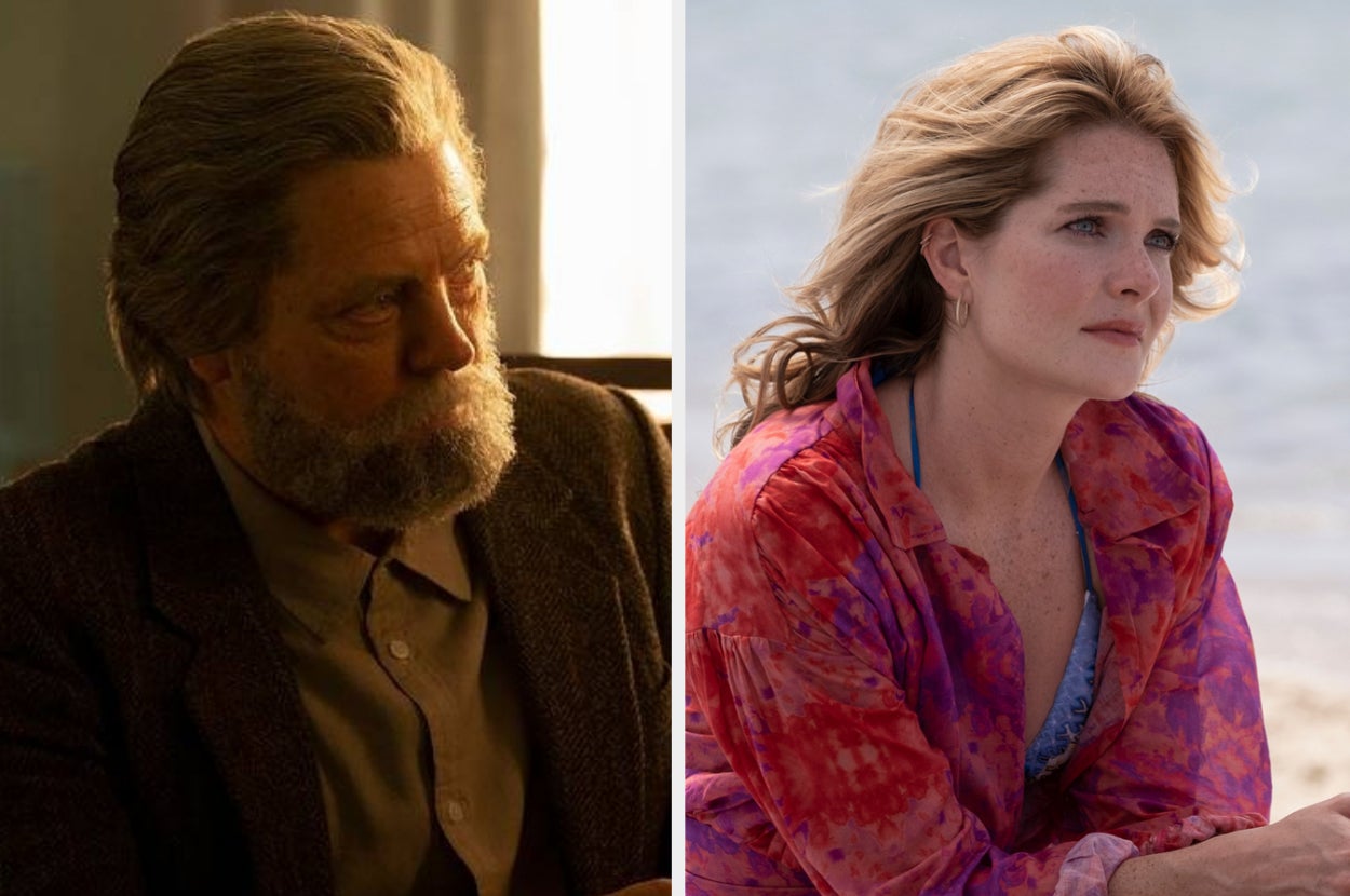 Nick Offerman from The Last of Us and Meghann Fahy from The White Lotus
