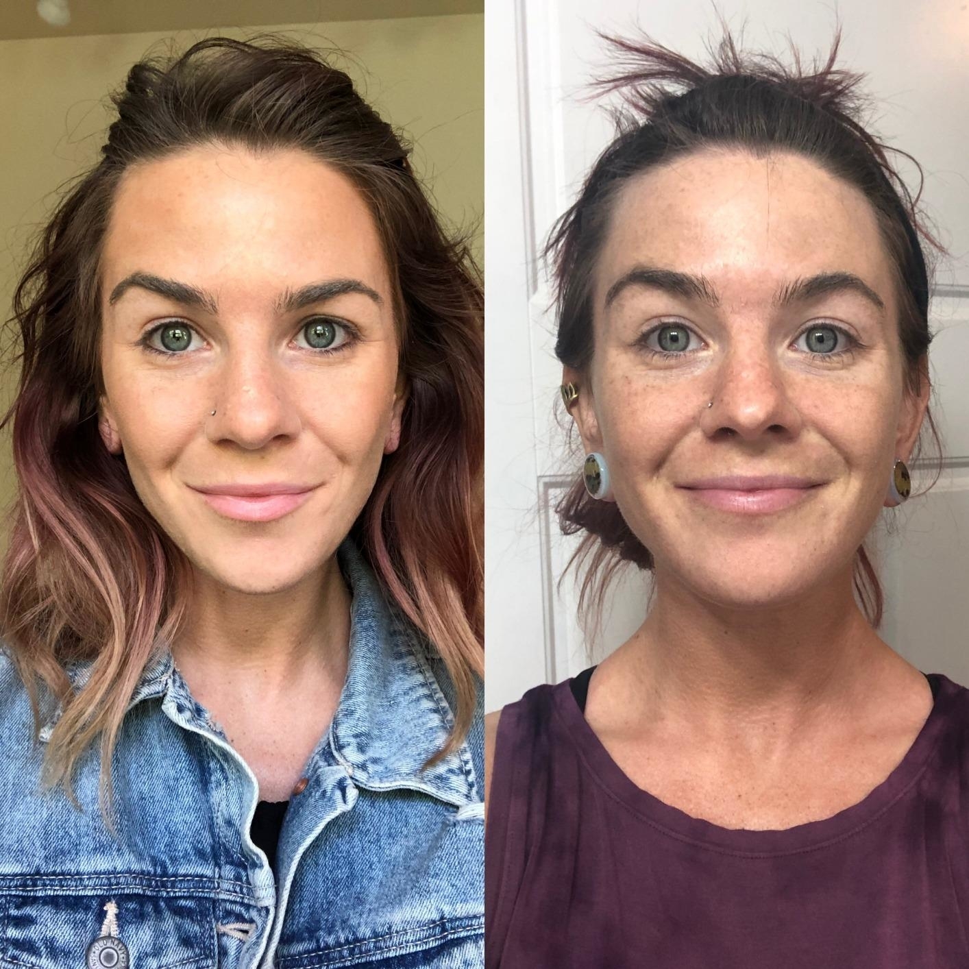 reviewer before and after using color correcting cream