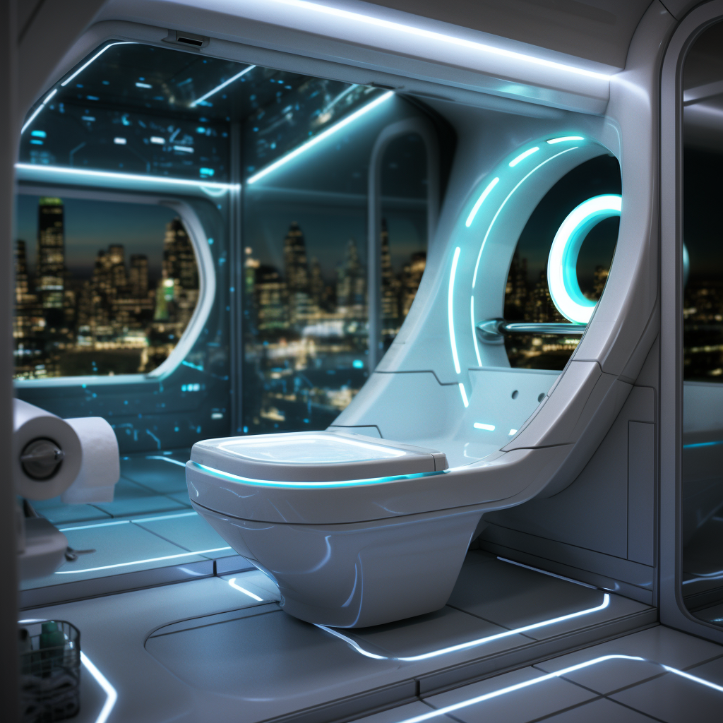 A futuristic, clean, and sleek toilet