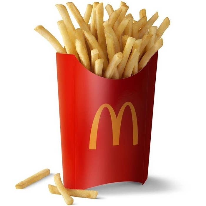 A closeup of a box of McDonald&#x27;s fries
