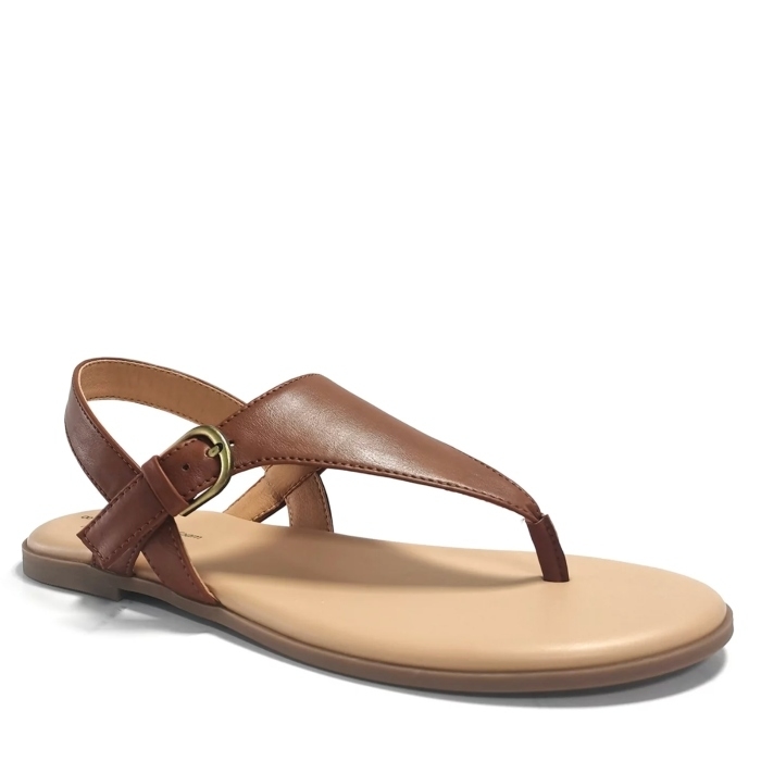 brown leather sandals strappy with gold small buckle