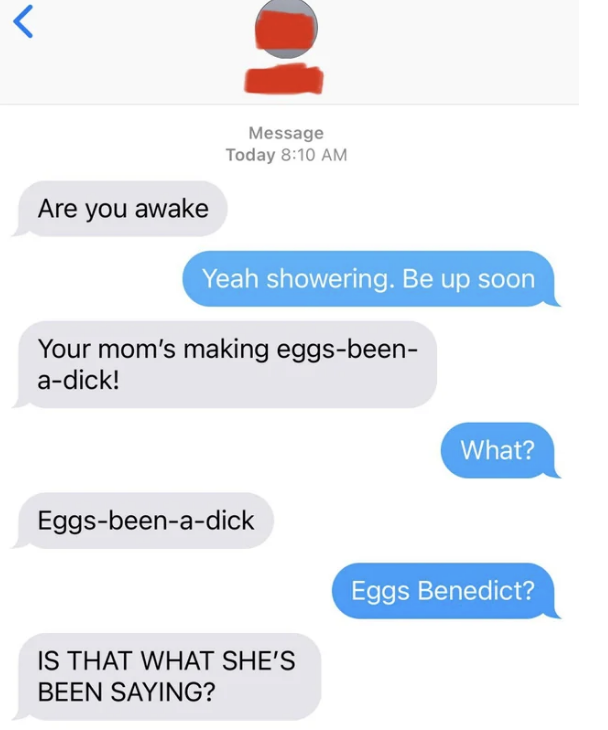 person calls eggs benedict eggs-been-a-dick