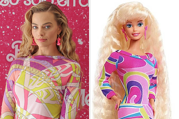 Margot Robbie vs a Barbie doll