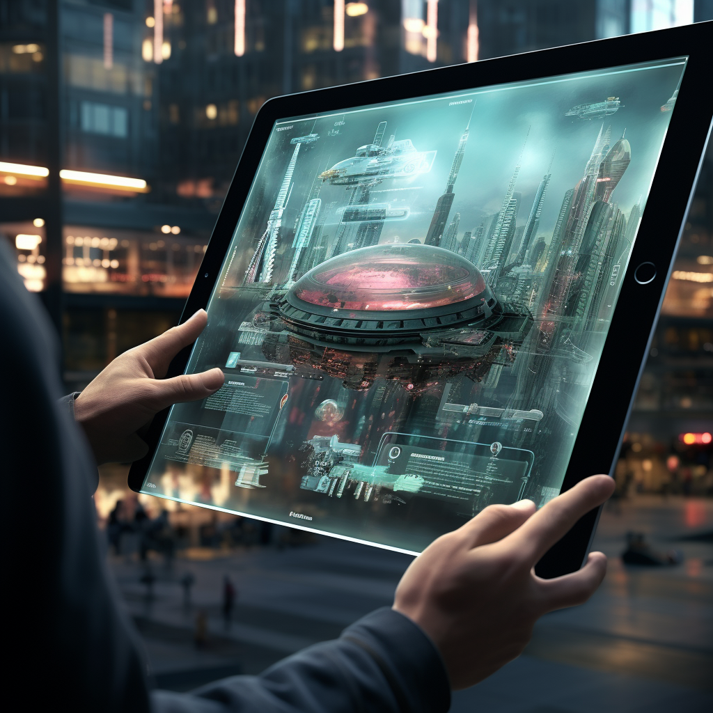 A tablet with a 3D image coming out of it