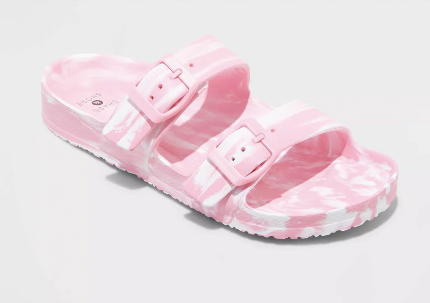 A pair of the sandals in pink