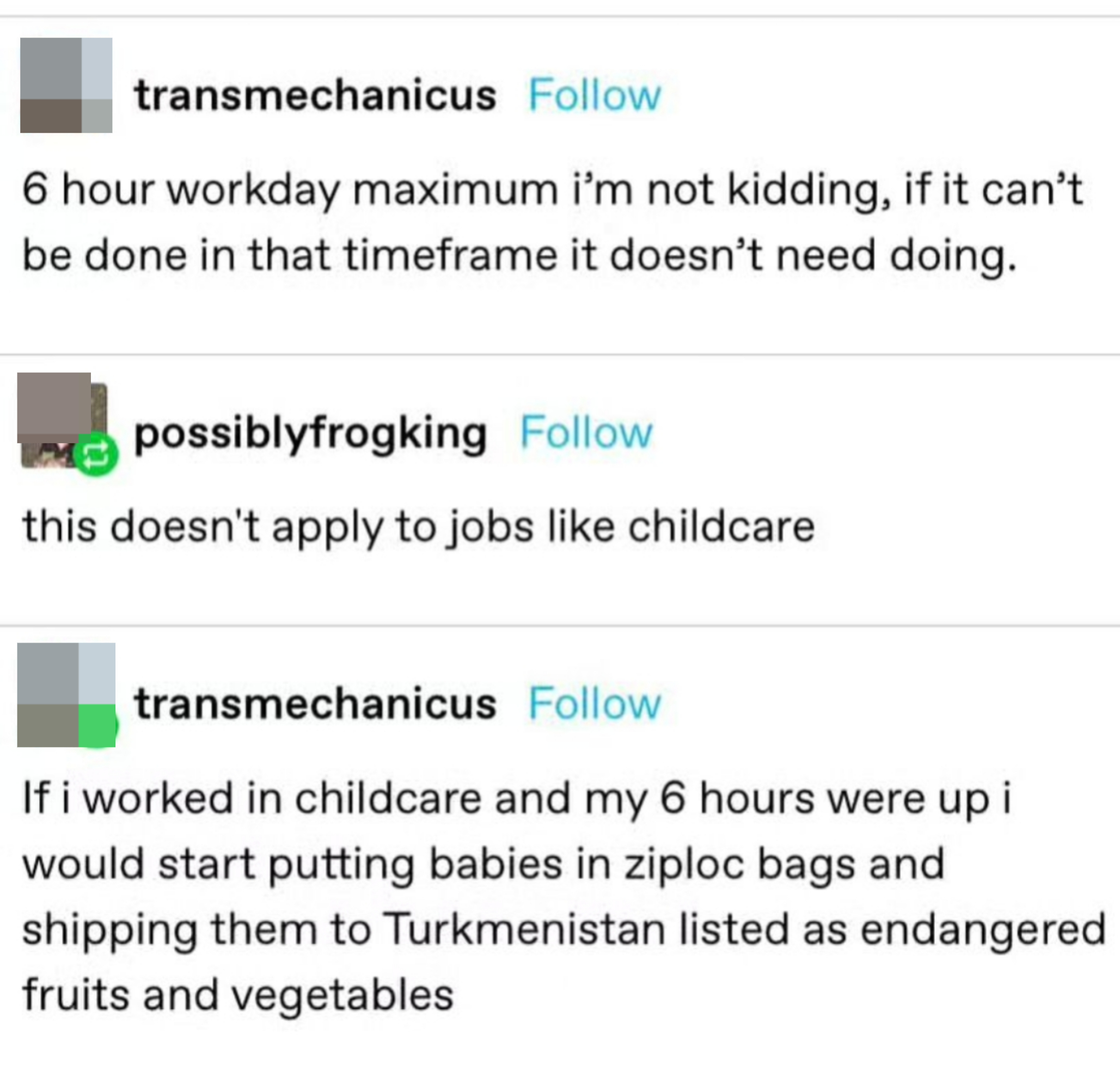 &quot;If i work in childcare and my 6 hours were up...&quot;
