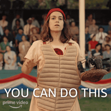 GIF of Abbi Jacobson as a catcher saying &quot;You Can Do This&quot;