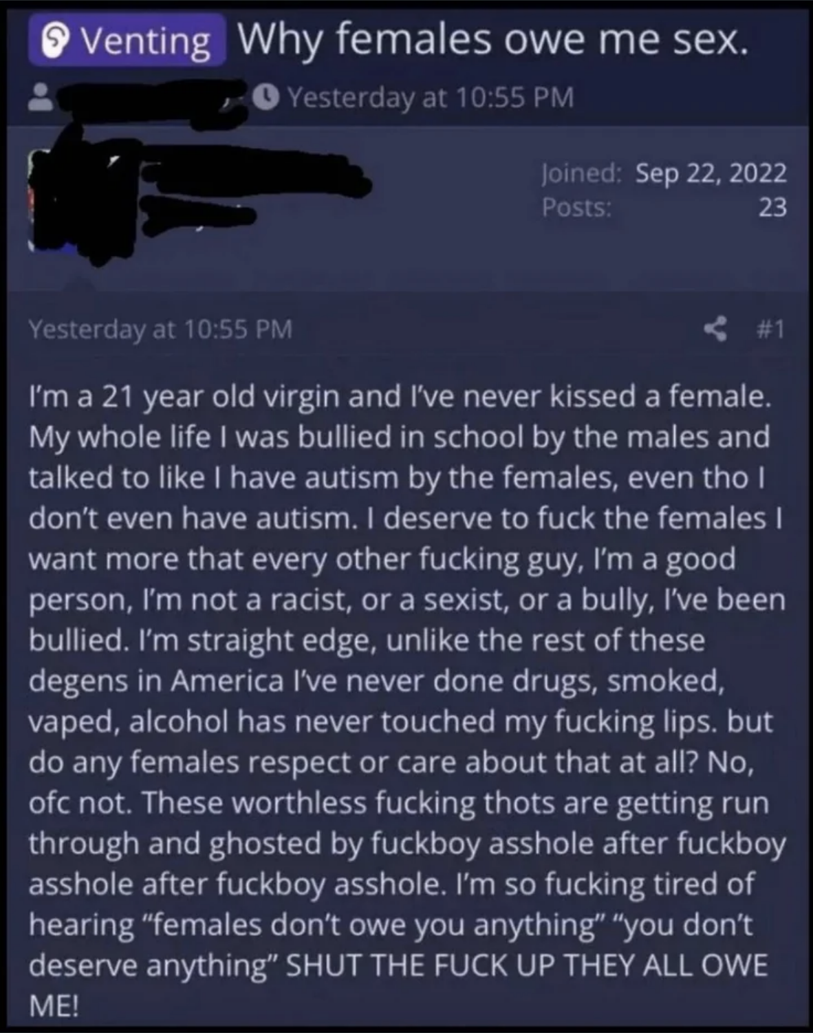 &quot;These worthless fucking thots are getting run through and ghosted by fuckboy asshole after fuckboy asshole&quot;