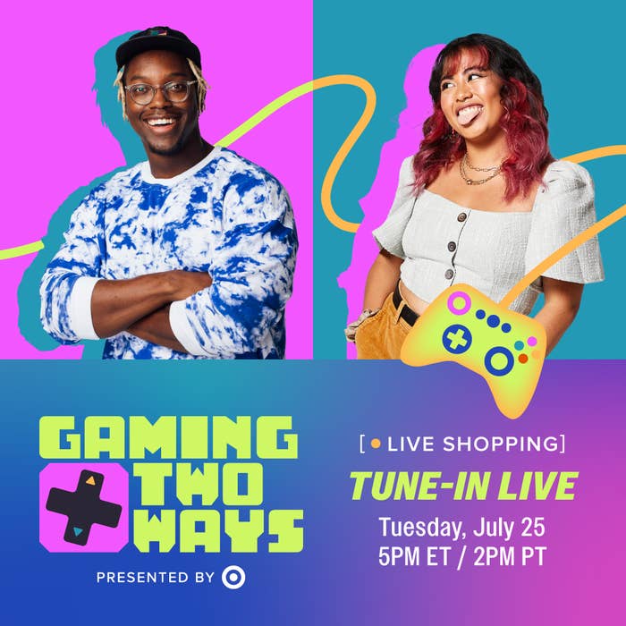a promo for the LIVE Gaming Two Ways stream, airing Tuesday, July 25 5PM ET / 2PM PT