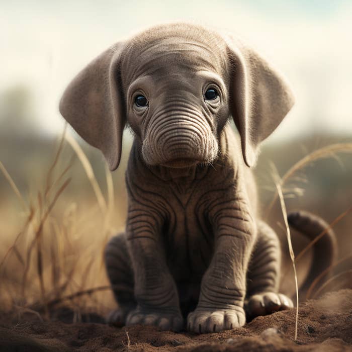 A tiny puppy with big ears and elephant-like skin
