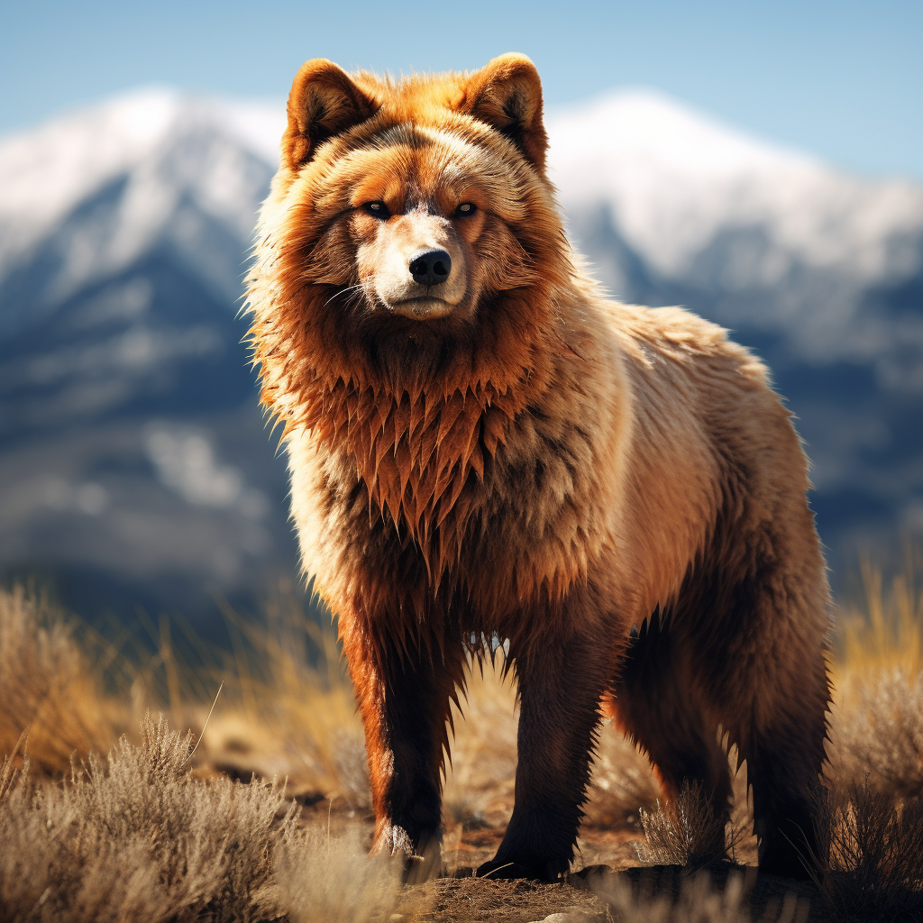 A giant brown bear with the fur and face of a fox