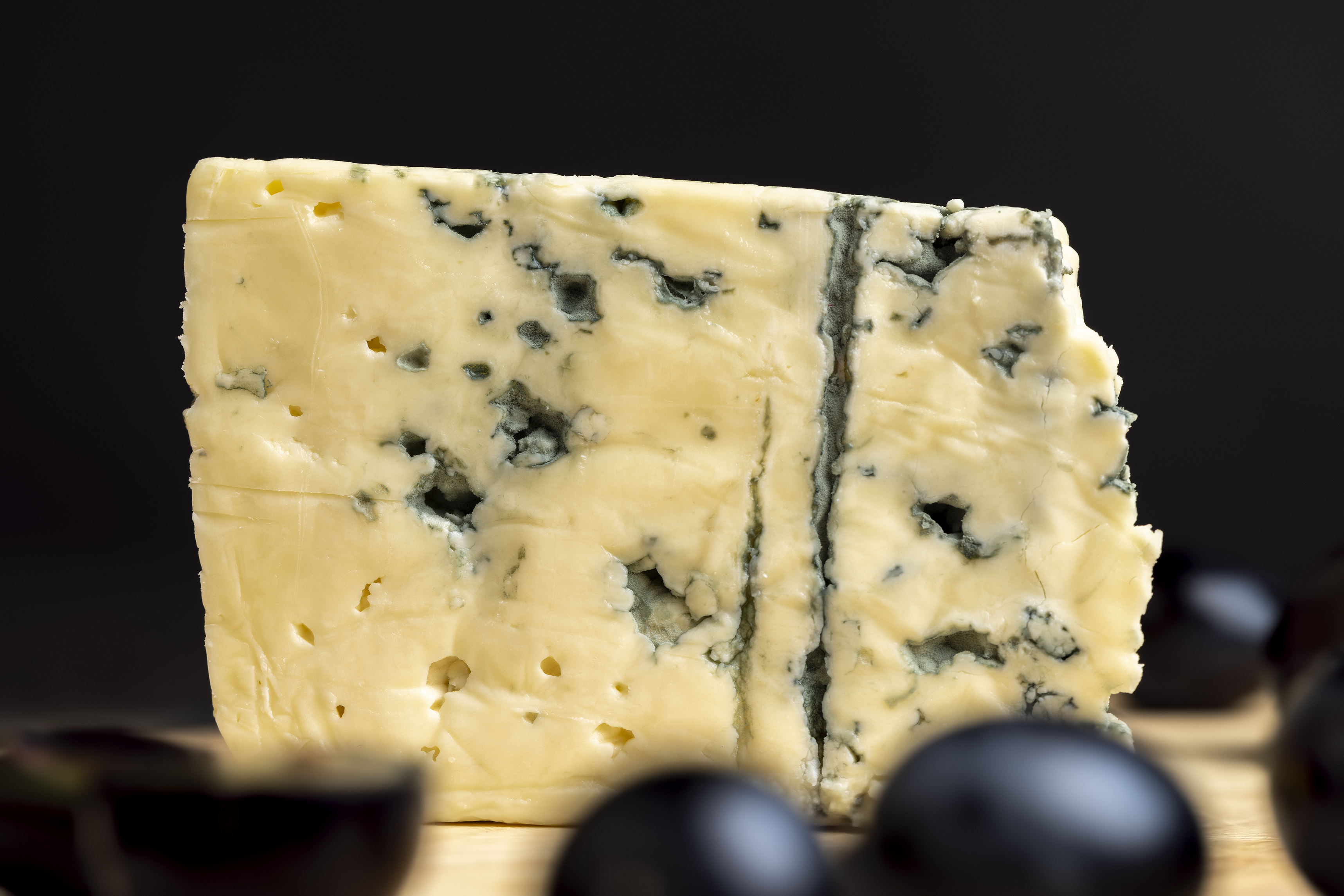 A block of blue cheese