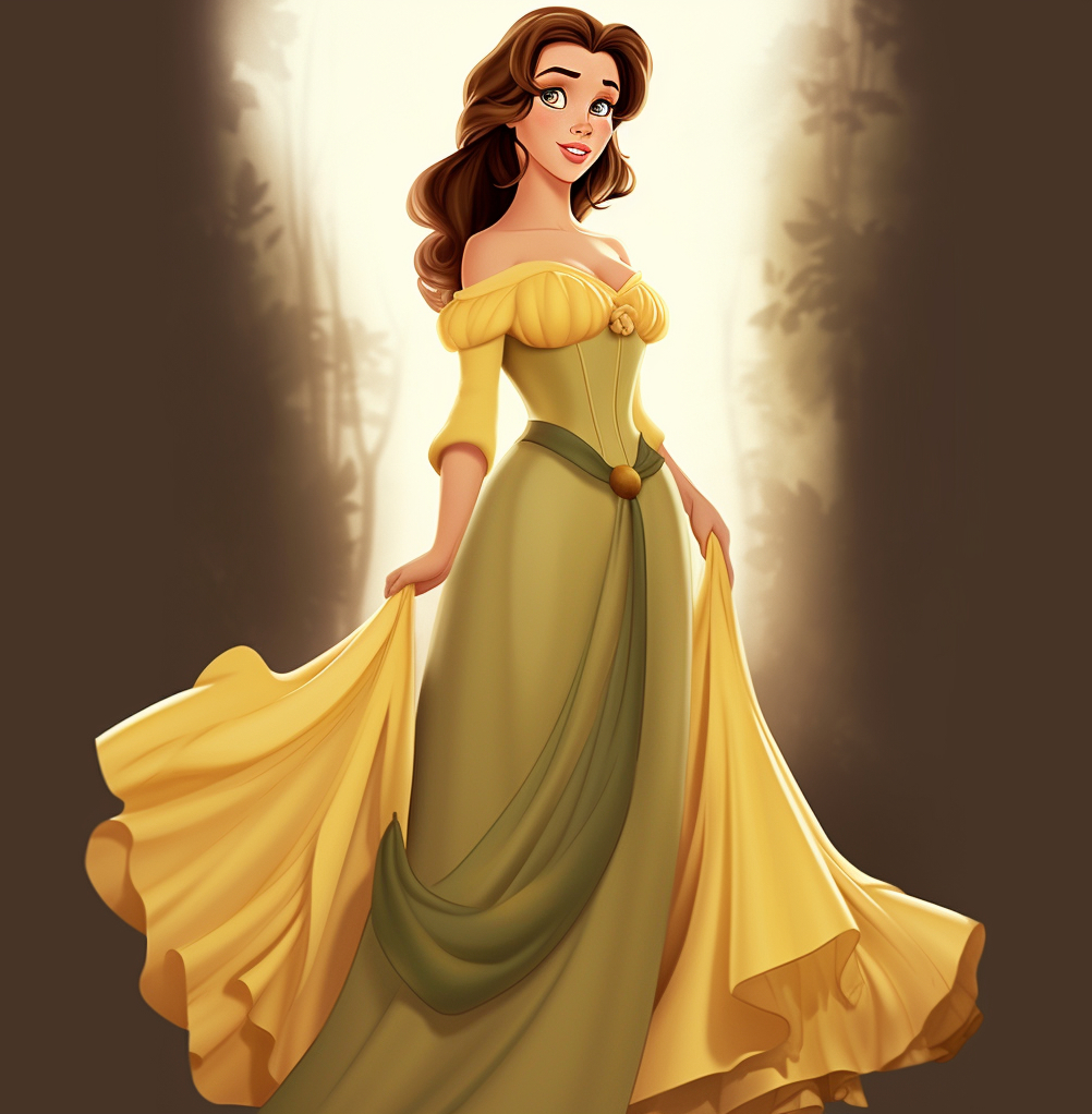 Jane from Tarzan as a Disney Princess in a long, yellow gown.