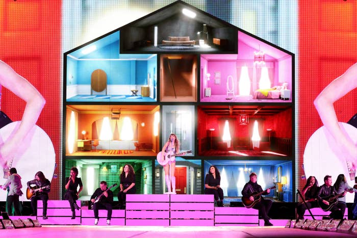 Taylor Swift&#x27;s colorful house, representing each era, during The Eras Tour