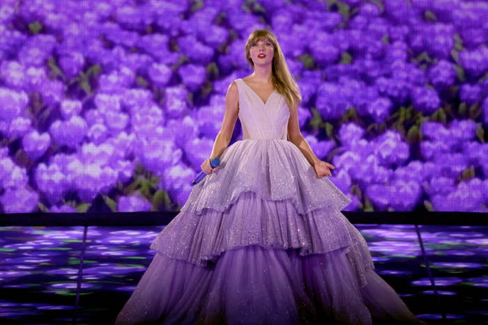 Taylor Swift in a purple gown for her &quot;Speak Now&quot; era during The Eras Tour