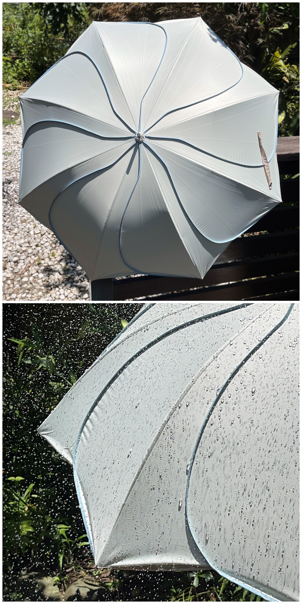 Francfrancのおすすめ雑貨「バイカラーパイピング 日傘 50cm ホワイト（晴雨兼用）」