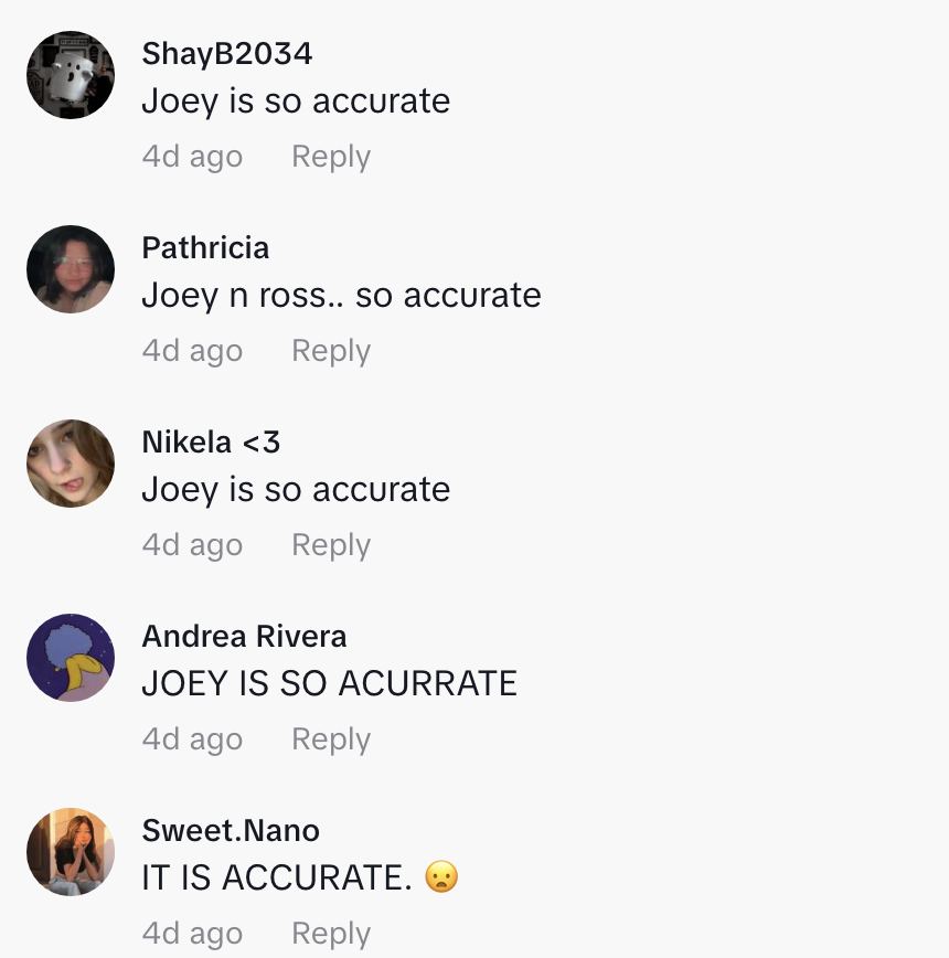 Screenshot of TikTok comments