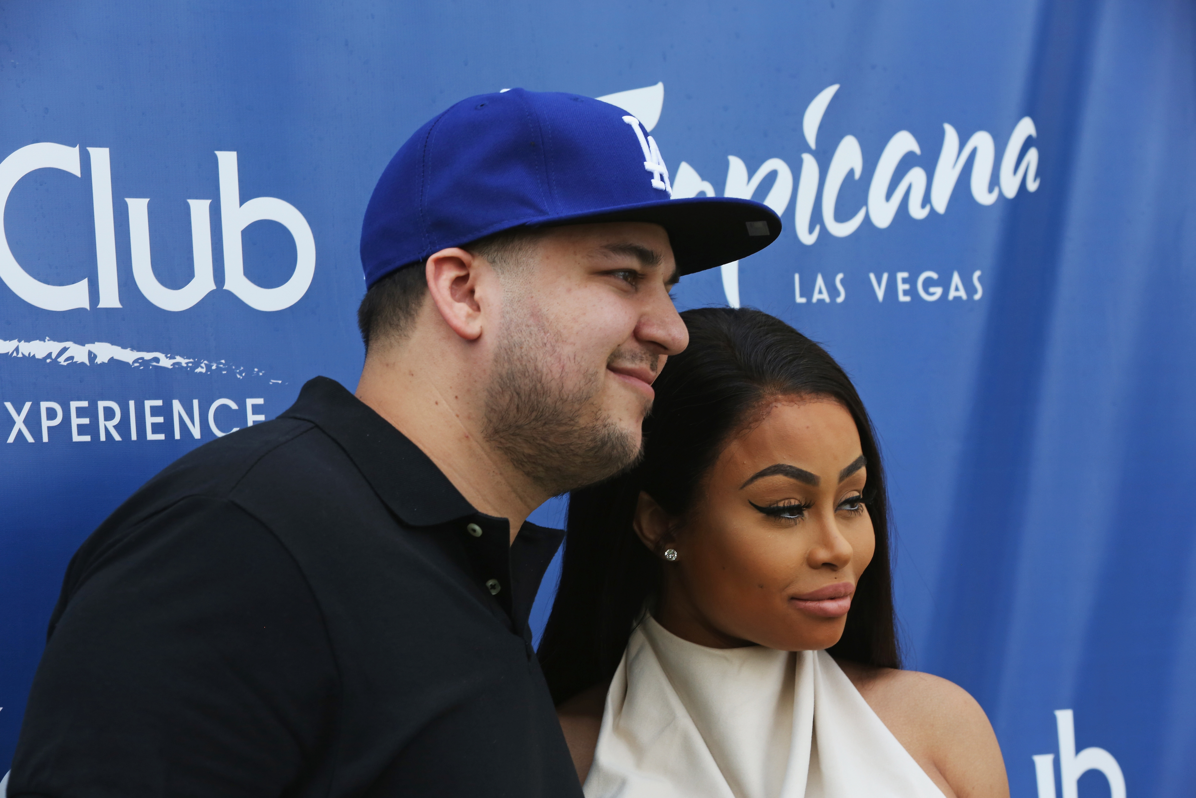 Close-up of Rob and Blac Chyna at a media event