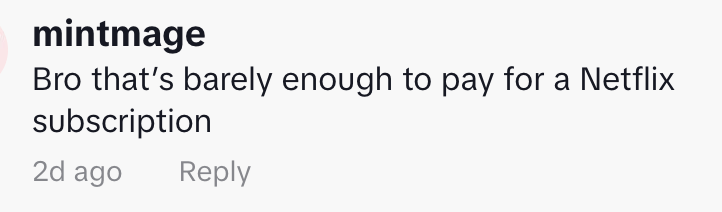 &quot;Bro that&#x27;s barely enough to pay for a Netflix subscription&quot;