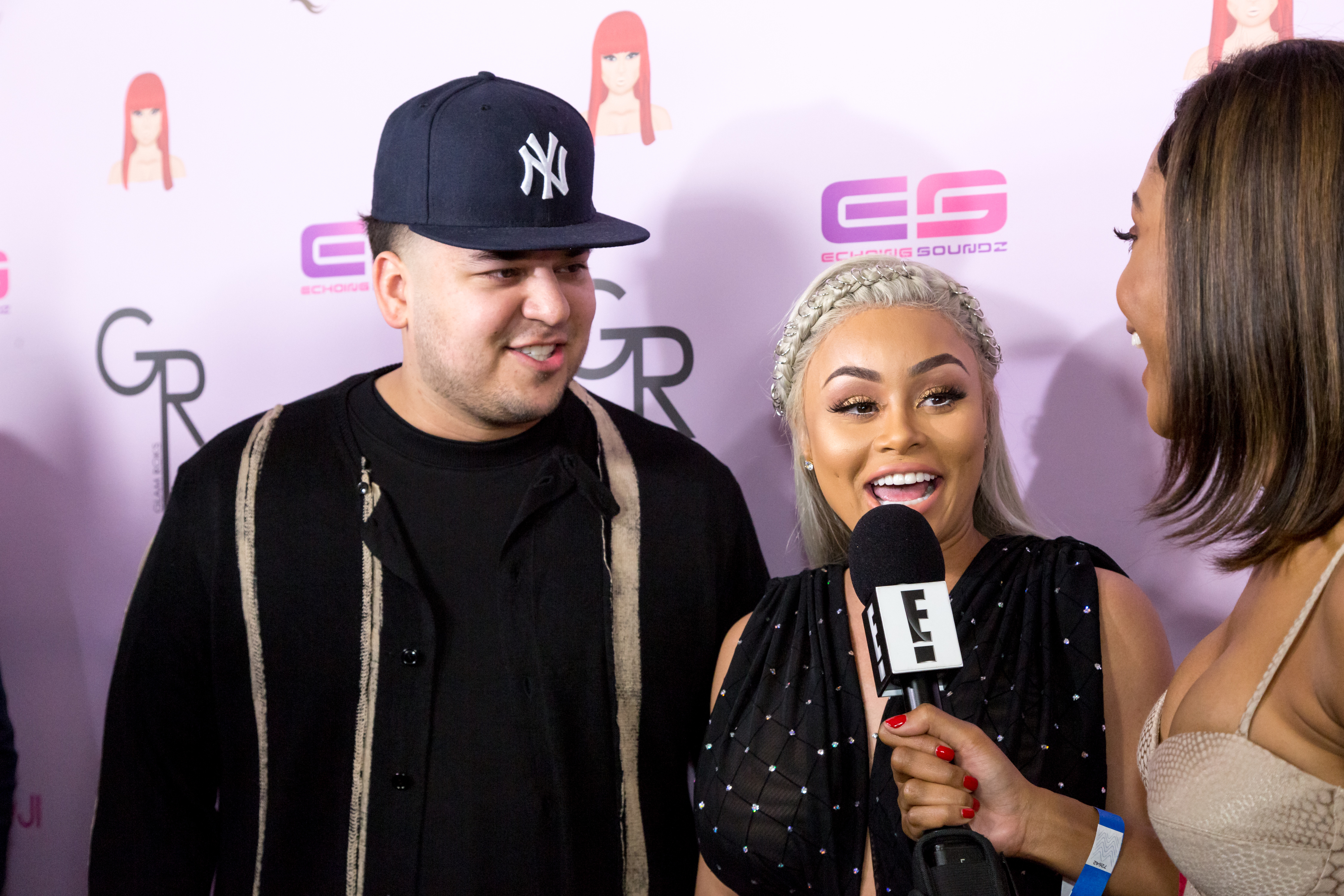 Close-up of Rob and Blac Chyna at a media event