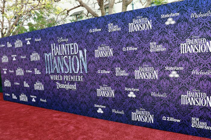 An empty red carpet at the &quot;Haunted Mansion&quot; premiere