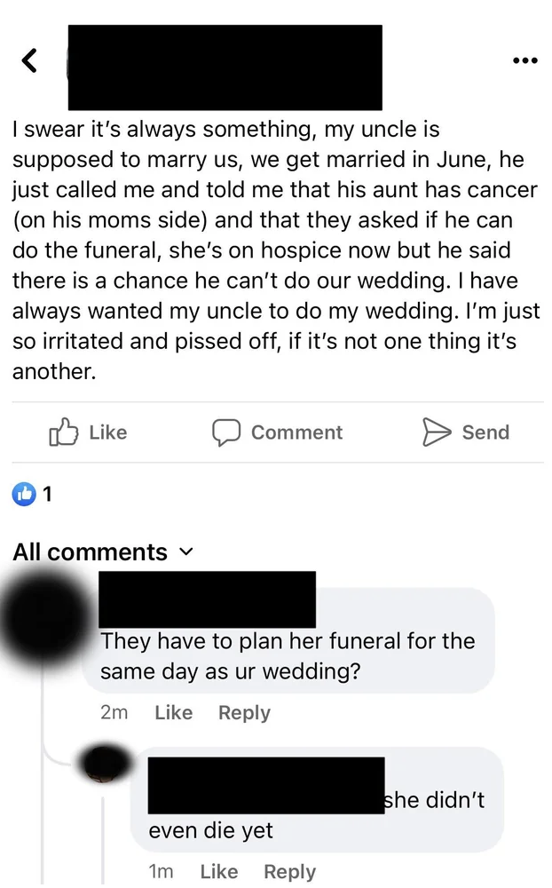 bride saying, she didn&#x27;t even die yet