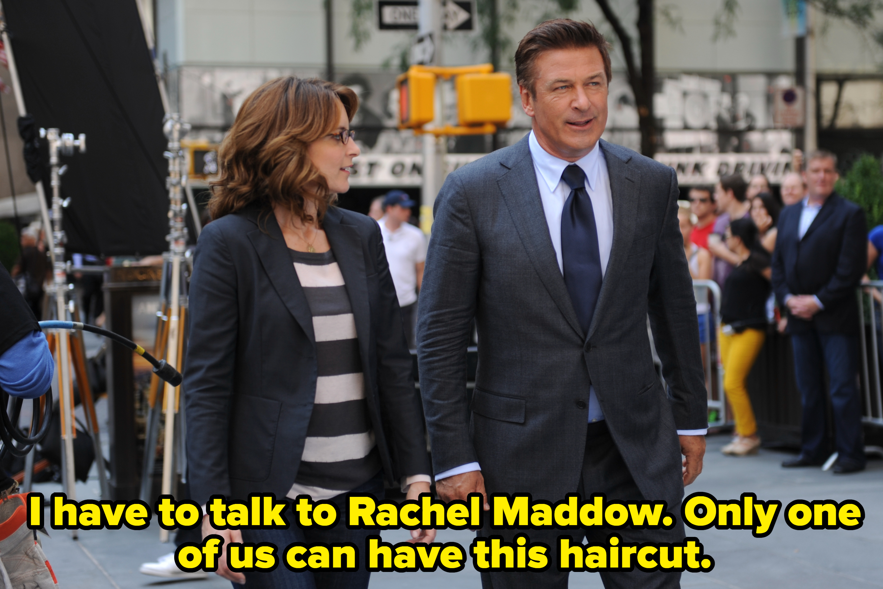 Alec Baldwin and Tina Fey walk together