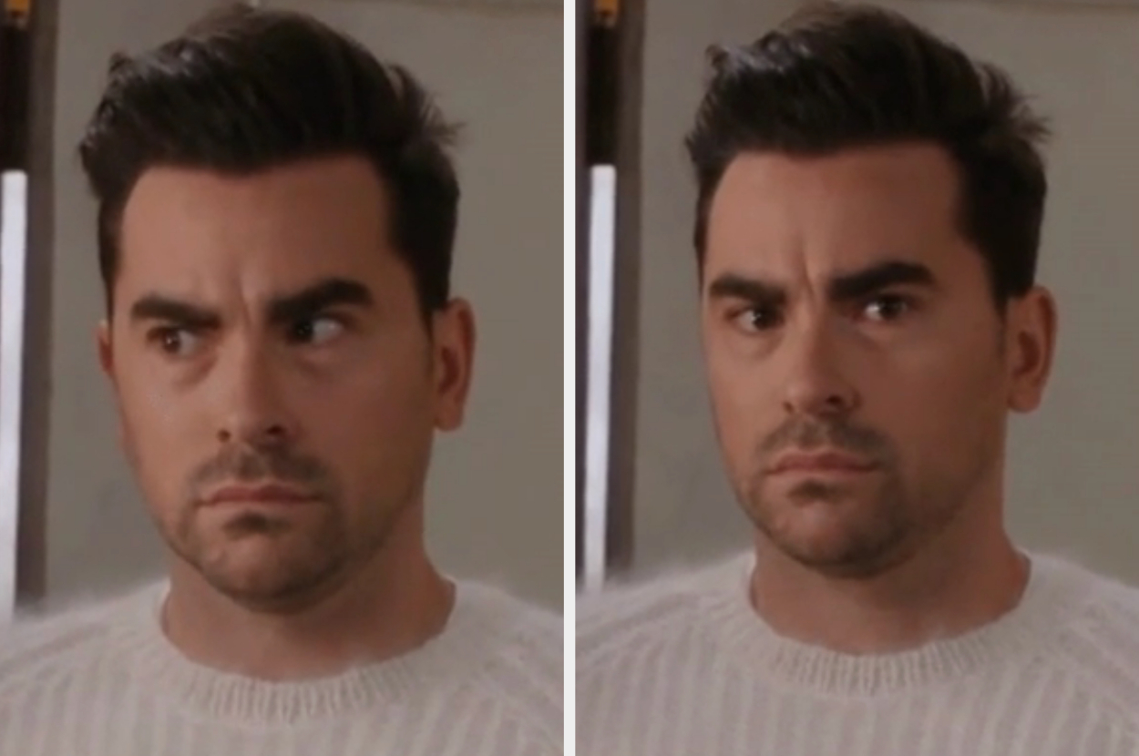 David from Schitt's Creek making a confused face