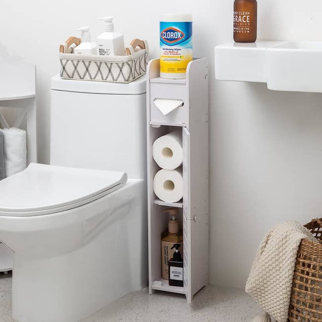 grey retention  operation    with toilet insubstantial  and bottles inside