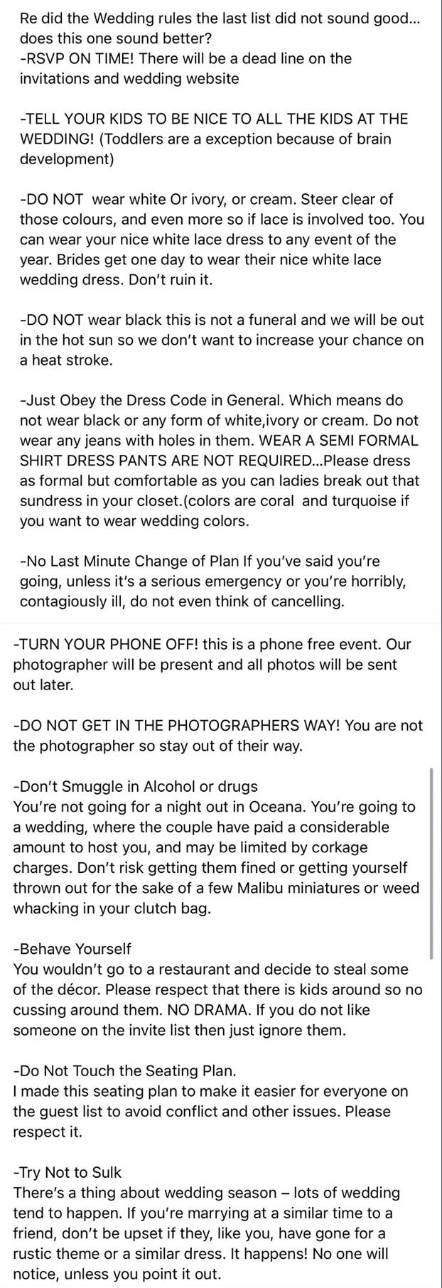 a long list of rules like don&#x27;t get in the photographers way, don&#x27;t sulk, tell your kids to be nice