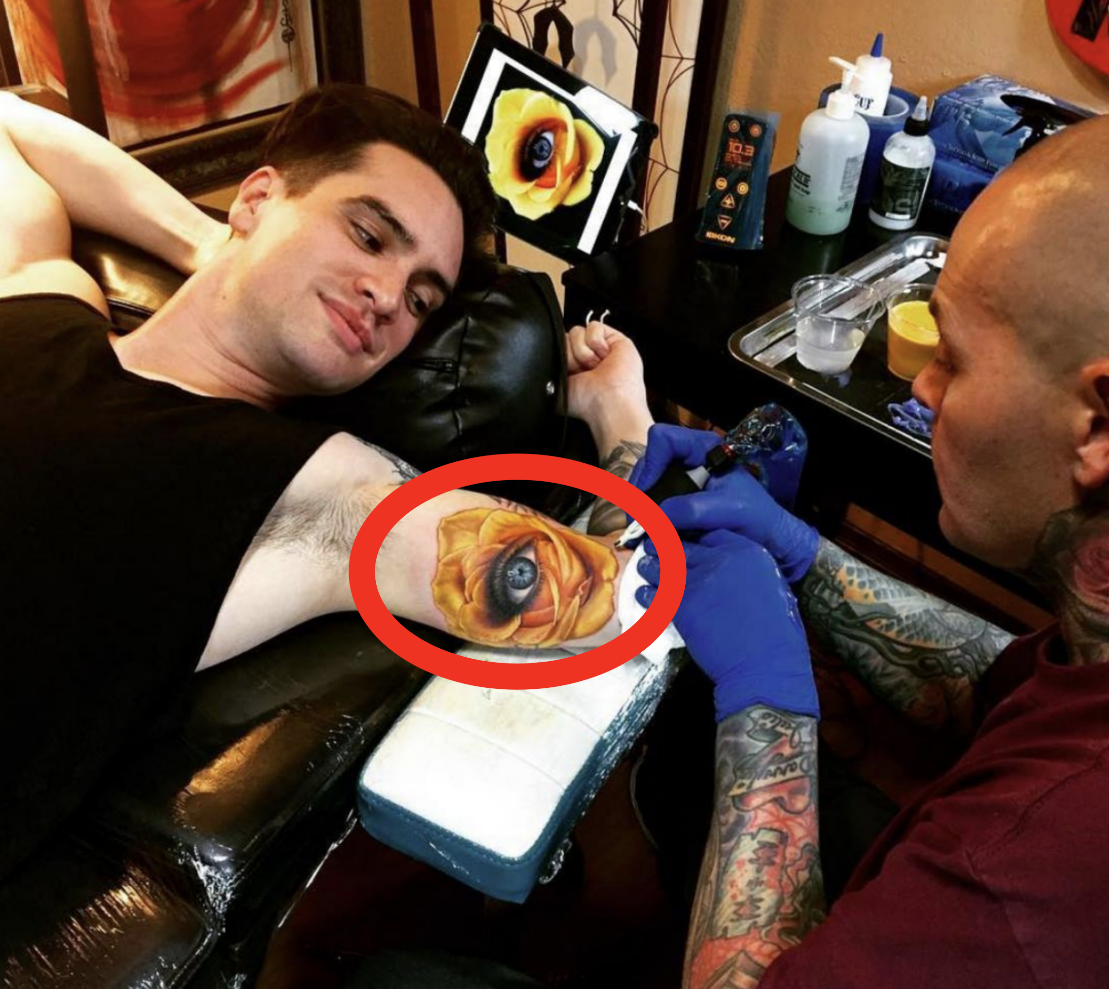 Closeup of Brendon Urie&#x27;s tattoo