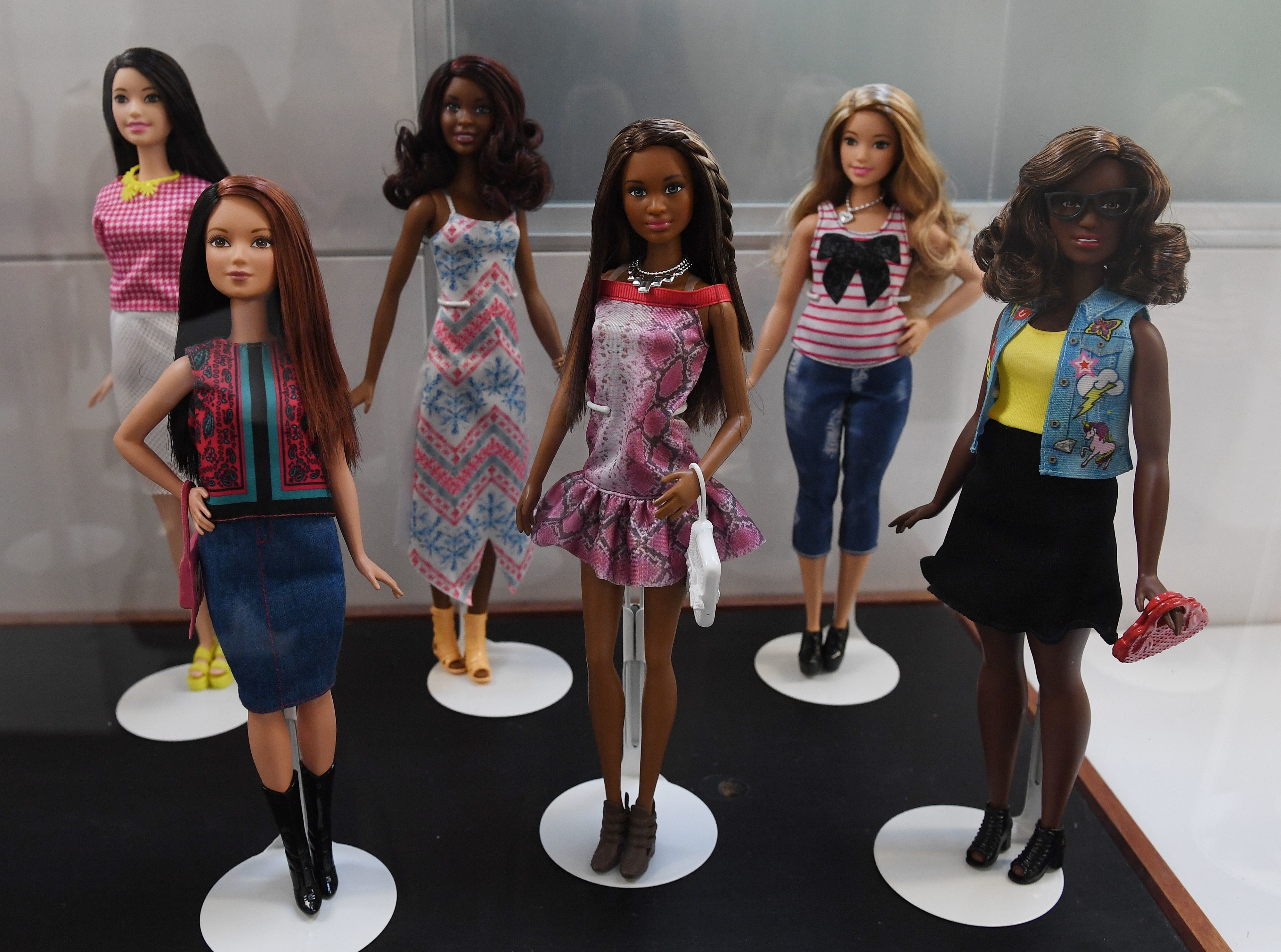 Barbie doll prototypes are displayed at a workshop in the Mattel design center as the iconic doll turns 60, in El Segundo, on December 7, 2018