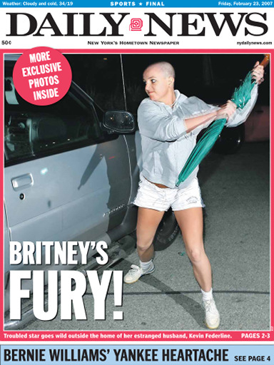 The front page of a tabloid featuring Britney Spears
