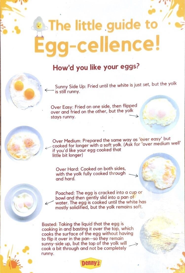 A diagram for different kinds of eggs