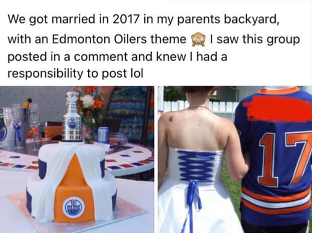 An Edmonton Oilers themed wedding