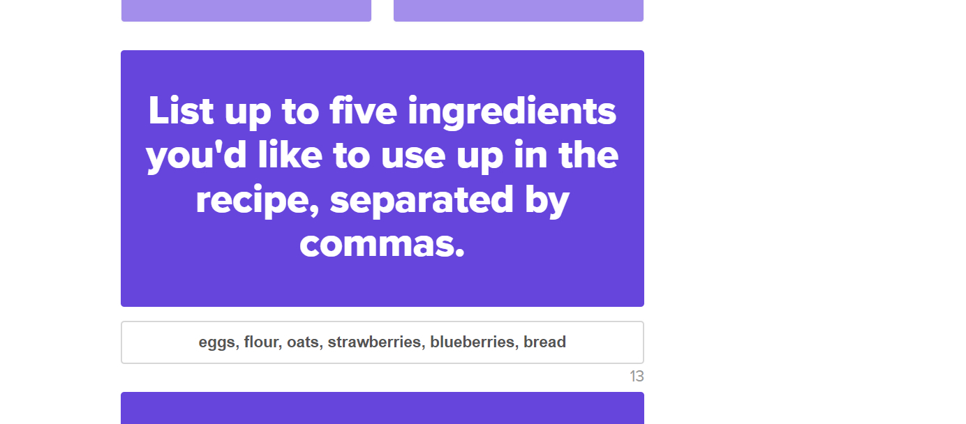 input on the quiz where the writer put in their ingredients mentioned