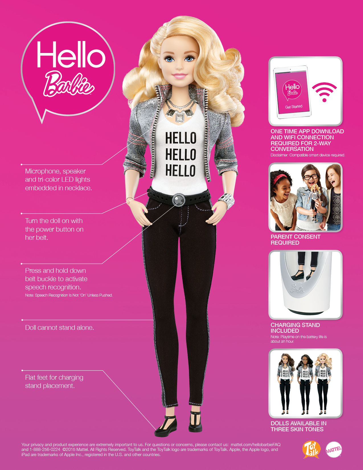 infographic showing hello barbie&#x27;s features
