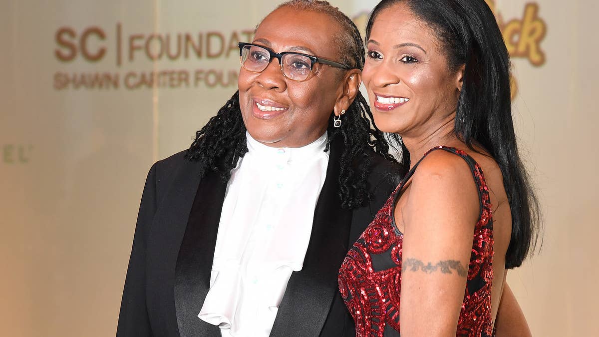 The newlyweds attended the Shawn Carter Foundation's 20th Anniversary Black Tie Gala. Earlier this month, Gloria and Roxanne tied the knot in New York City.