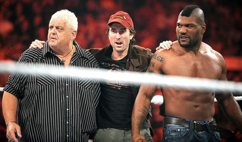 Dusty Rhodes, Sharlto Copley and Quinton &#x27;Rampage&#x27; Jackson attend WWE Monday Night Raw at American Airlines Arena on June 7, 2010 in Miami, Florida.