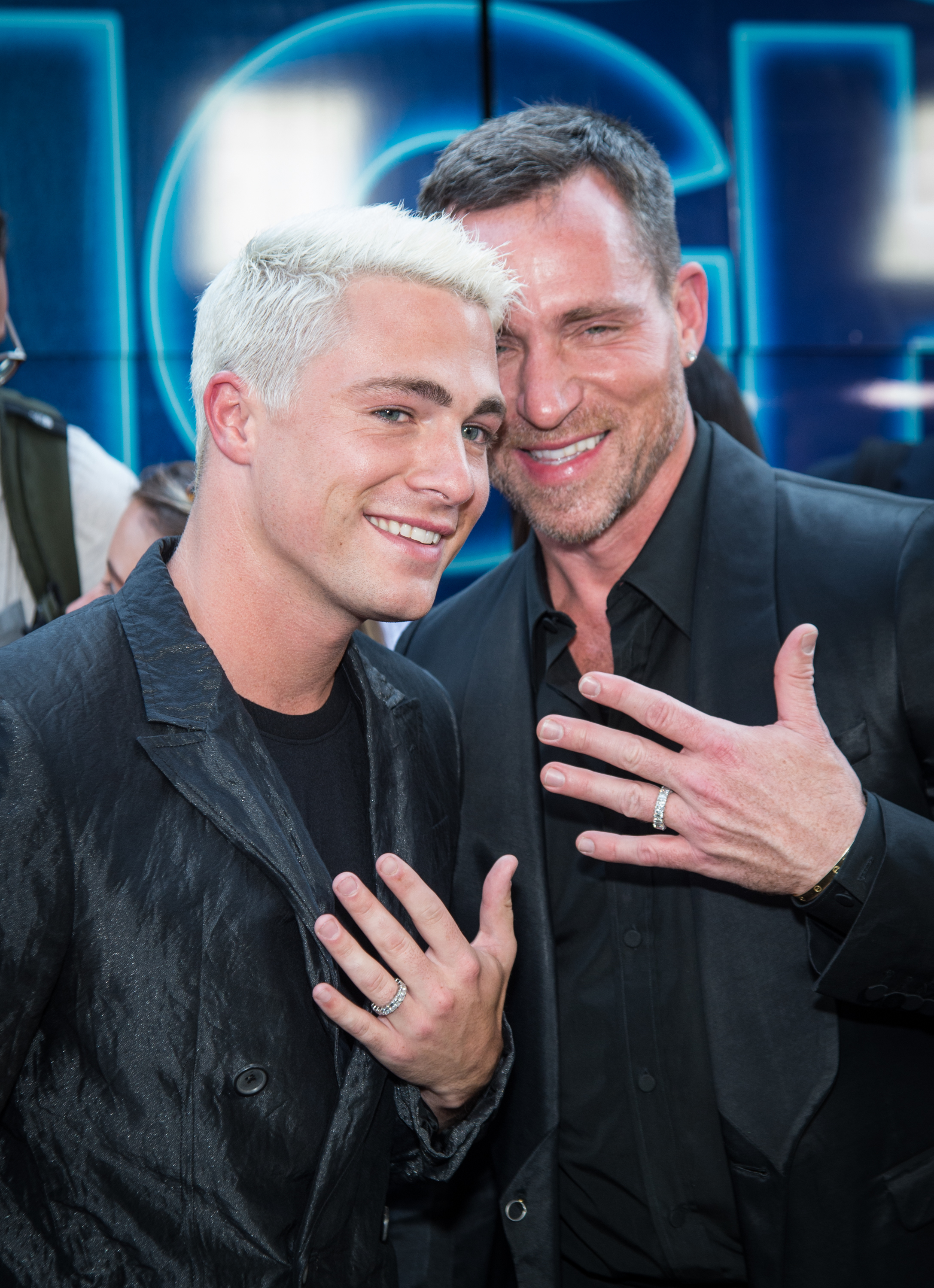 Colton Haynes and Jeff Leatham on the red carpet showing off their wedding rings