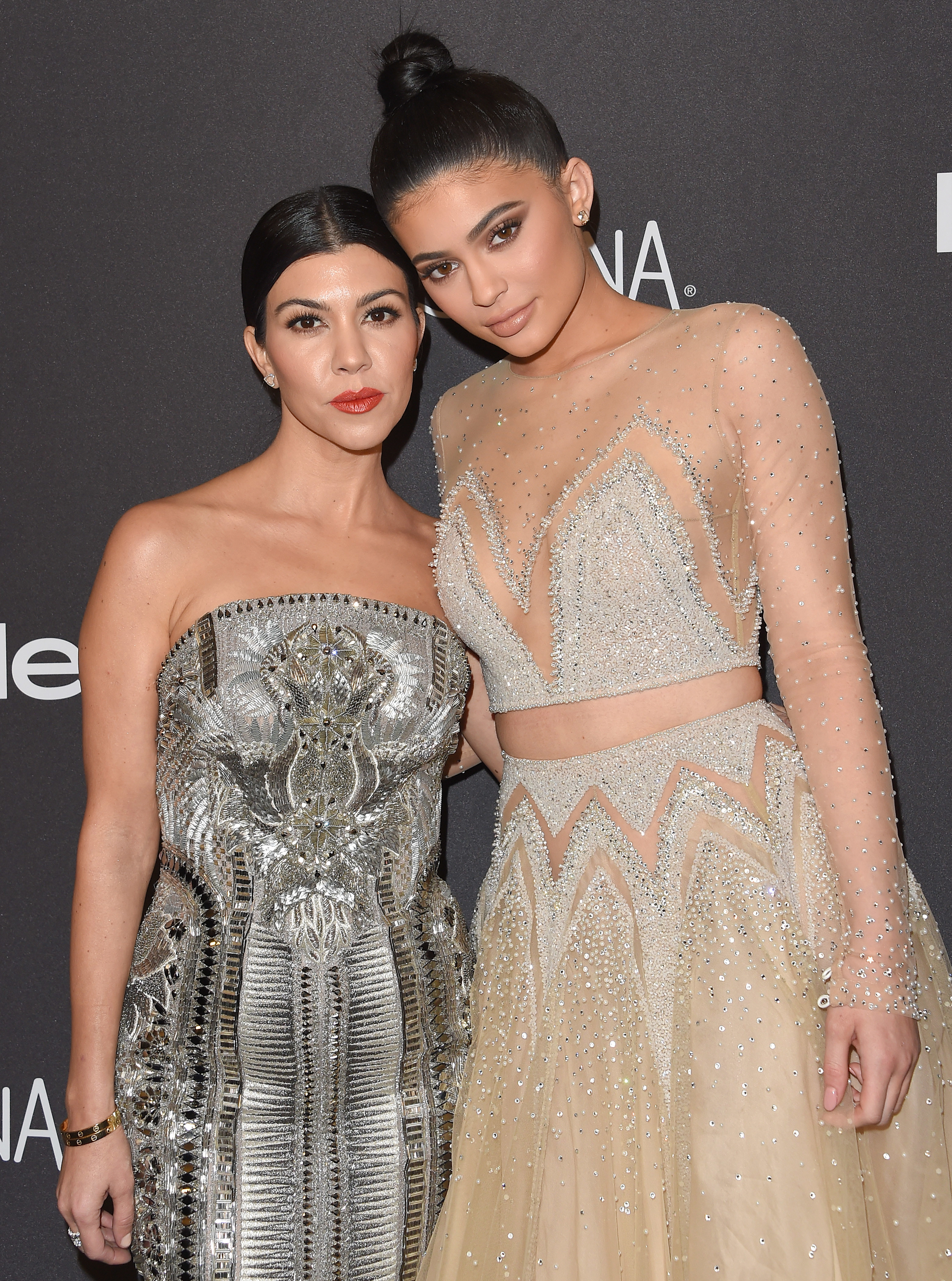 Kourtney and Kylie at a media event