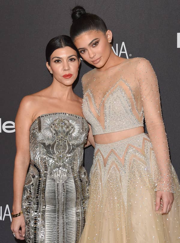 Closeup of Kourtney Kardashian and Kylie Jenner