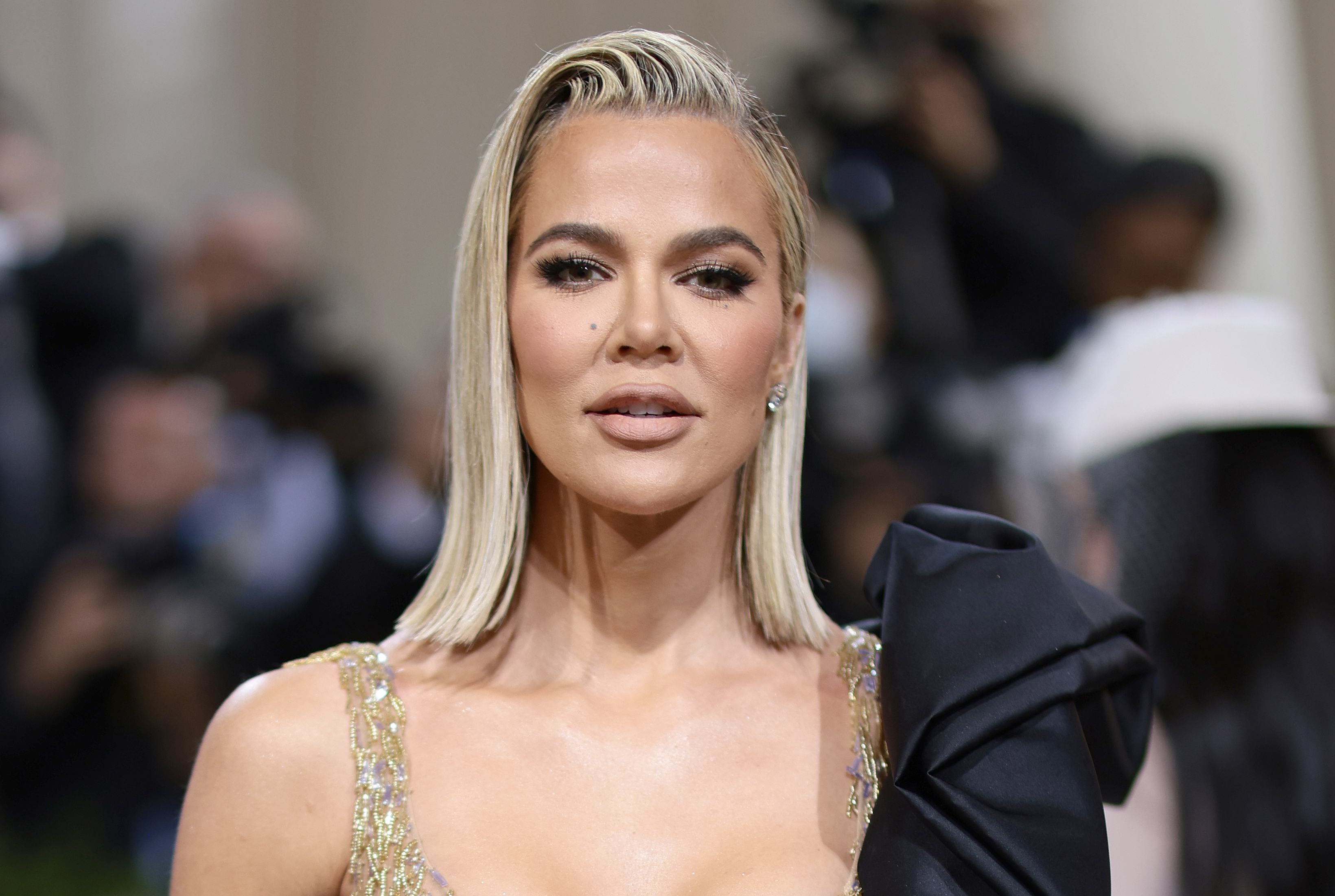 Close-up of Khloé at the Met Gala