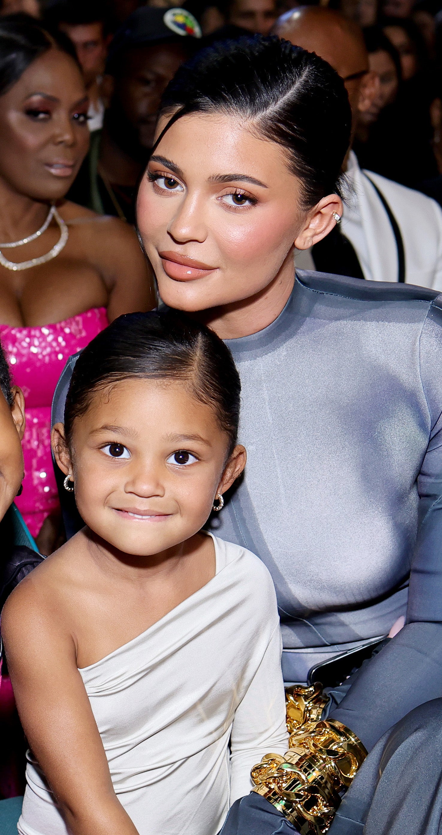 Close-up of Kylie and Stormi